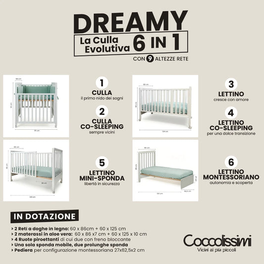 Culla Evolutiva Dreamy (compreso di materasso e tessile )