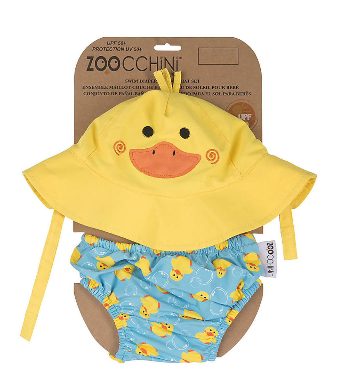 Set Baby Costumino Contenitivo + Cappellino, Anatroccolo - UPF 50+ taglia 6/12