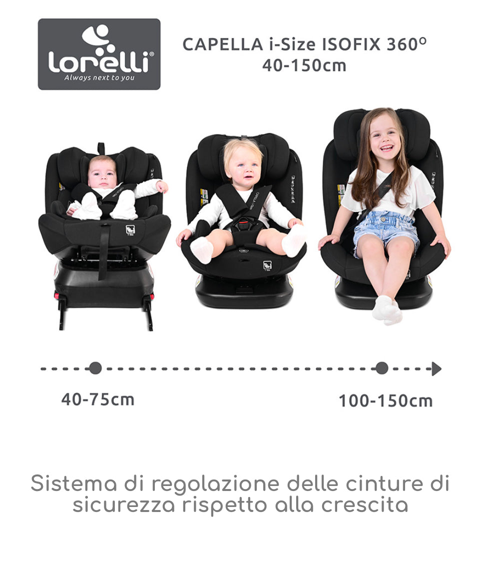 Seggiolino CAPELLA Isofix 360 NERO
