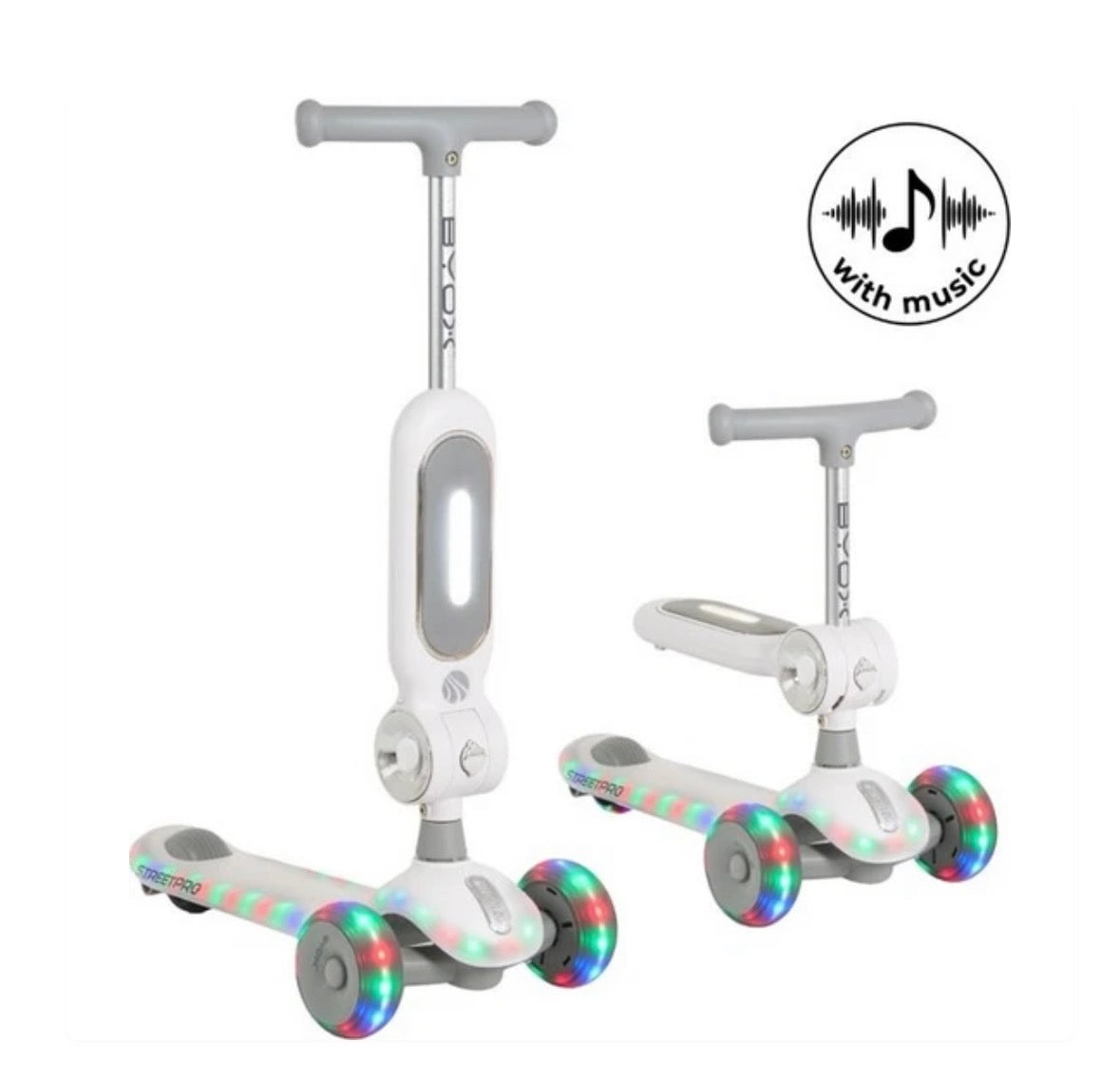 Byox StreetPro monopattino evolutivo 3 ruote 2-in-1 grigio