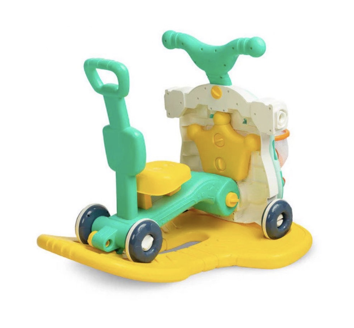 Moni Toys Giocattolo Evolutivo 5 in 1 – Cavalcabile, Dondolo, Girello, Balance Bike e Tavolo Attività AZZURRO