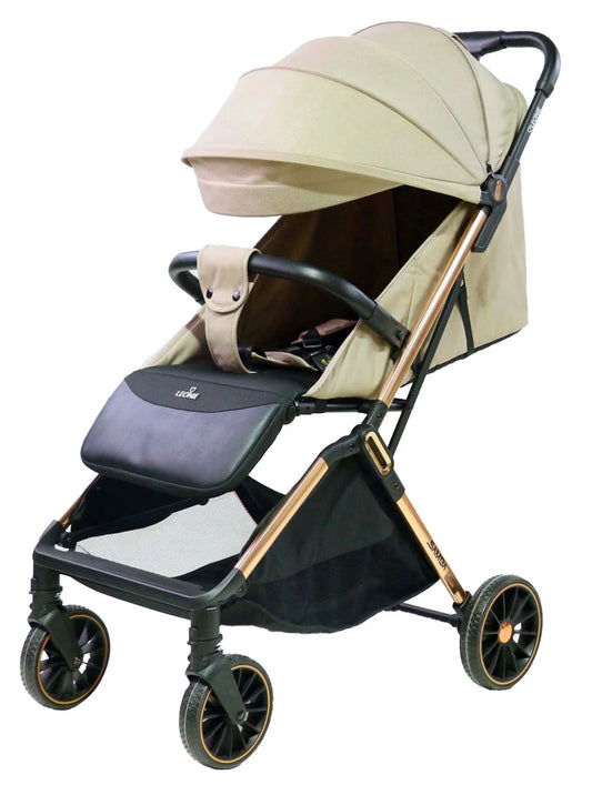 PASSEGGINO LEGGERO LEONIE SAMBA CHIUSURA AUTOMATICA COMPLETO DI BORSA OMOLOGATO 0/22KG BEIGE