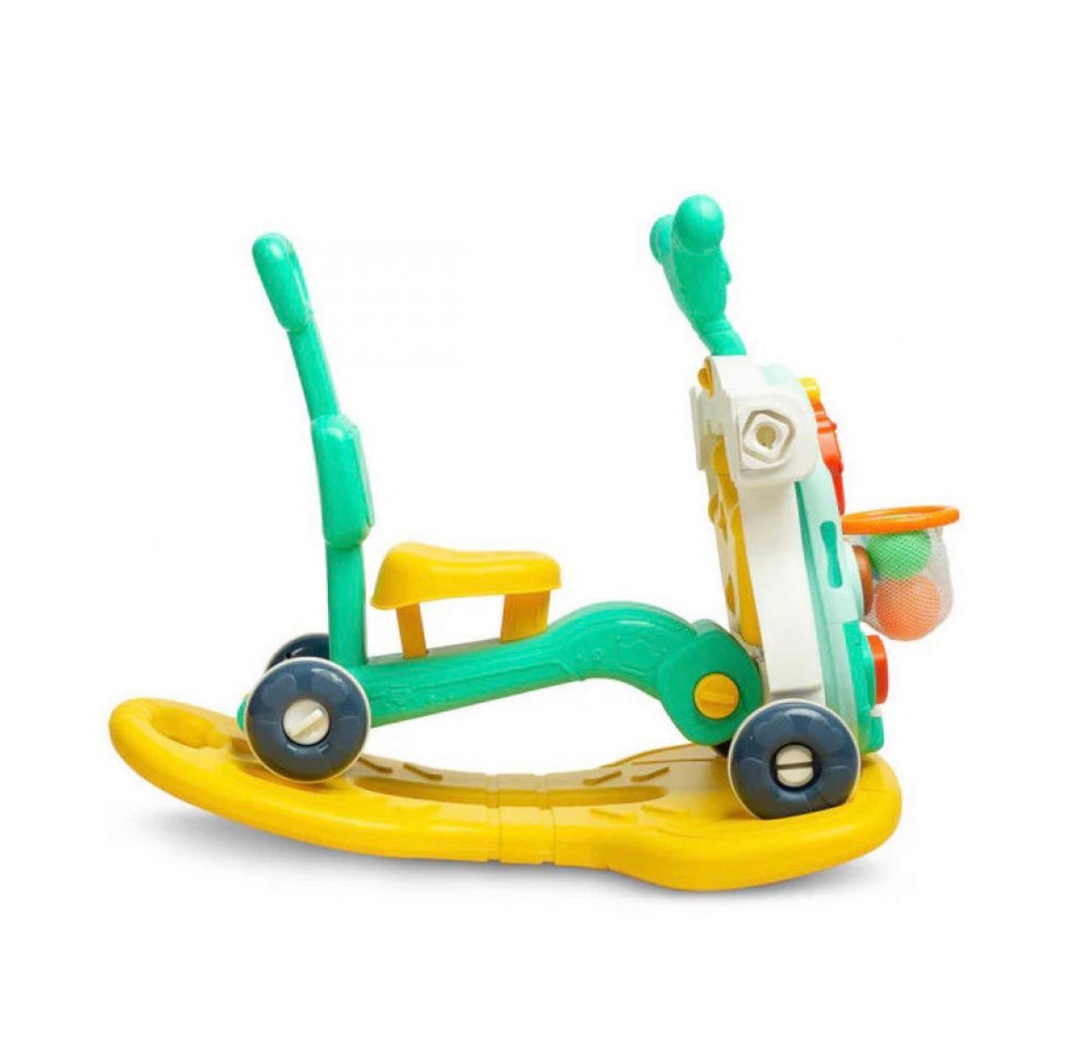 Moni Toys Giocattolo Evolutivo 5 in 1 – Cavalcabile, Dondolo, Girello, Balance Bike e Tavolo Attività AZZURRO