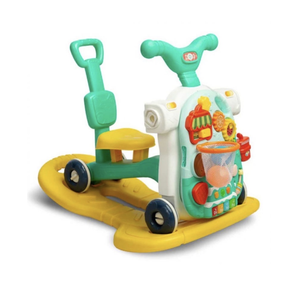 Moni Toys Giocattolo Evolutivo 5 in 1 – Cavalcabile, Dondolo, Girello, Balance Bike e Tavolo Attività AZZURRO