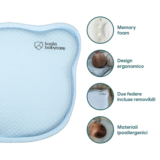 Cuscino per testa piatta Koala Perfect Head azzurro