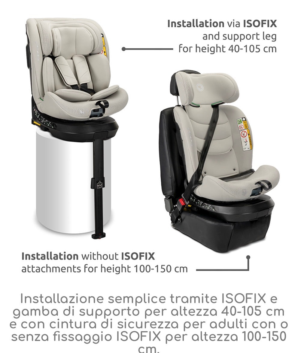 Seggiolino SOLARIS i-Size ISOFIX Support Leg 360 BEIGE