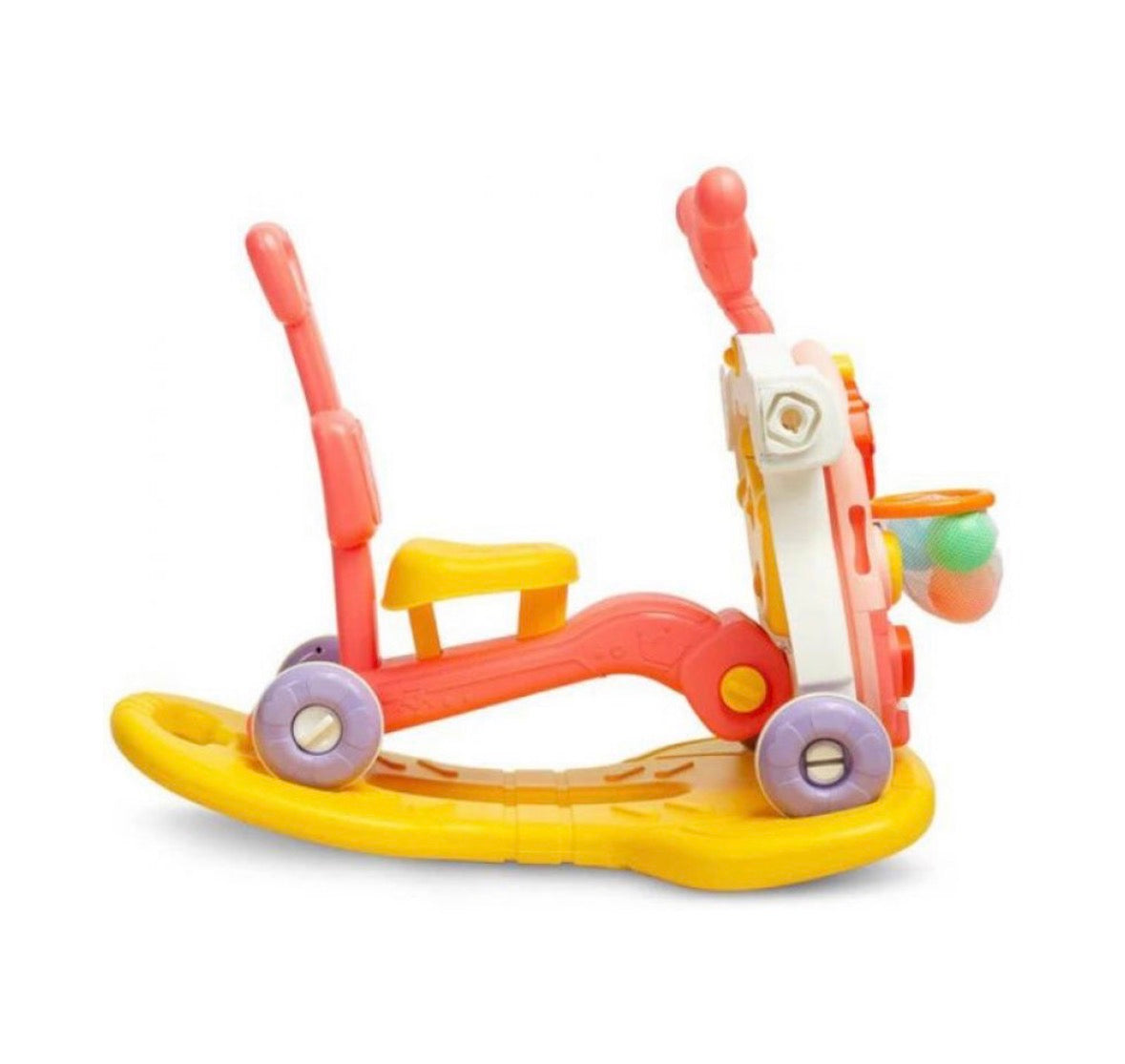 Moni Toys Giocattolo Evolutivo 5 in 1 – Cavalcabile, Dondolo, Girello, Balance Bike e Tavolo Attività ROSA