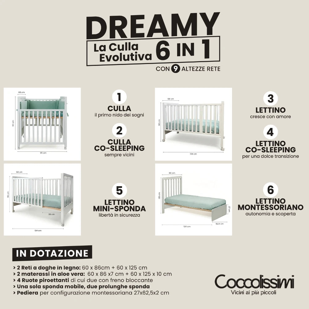 Culla Evolutiva Dreamy (compreso di materasso e tessile )