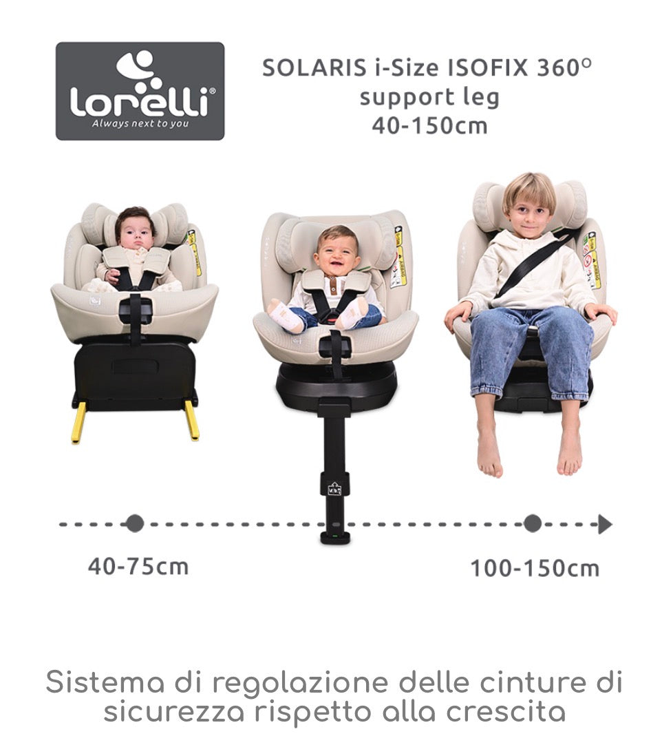 Seggiolino SOLARIS i-Size ISOFIX Support Leg 360 NERO