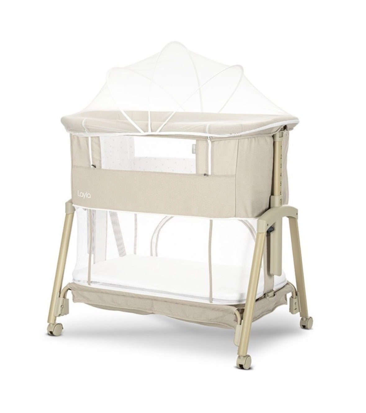 Mini culla LAYLA 2in1 con sponda abbattibile BEIGE