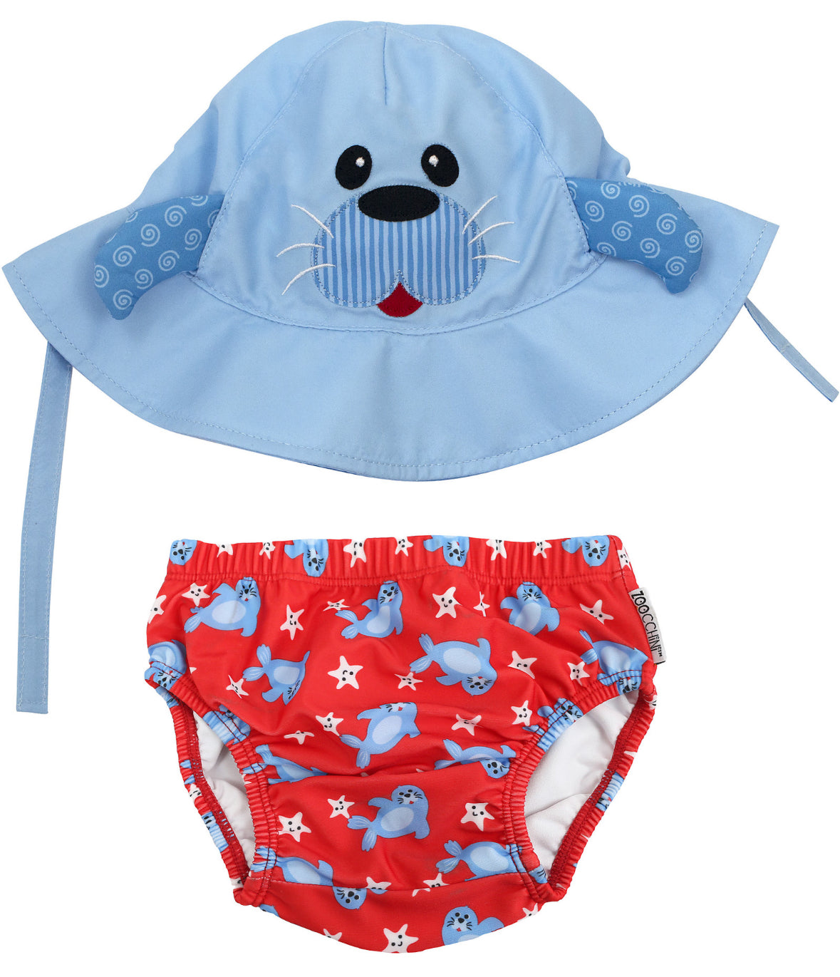 Set Baby Costumino Contenitivo + Cappellino - Foca - UPF 50+ taglia 6/12