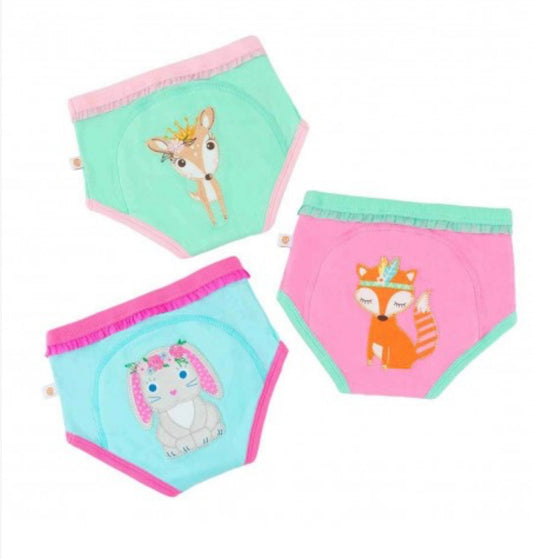 Mutandine Imbottite da Apprendimento Bimba, Principesse del Bosco - Pacco da 3 - 100% cotone bio
TAGLIA ABBIGLIAMENTO: 3/4 Anni