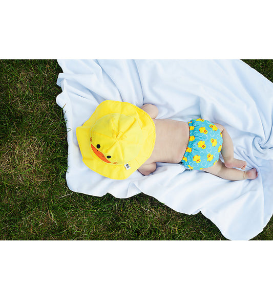 Set Baby Costumino Contenitivo + Cappellino, Anatroccolo - UPF 50+ taglia 6/12