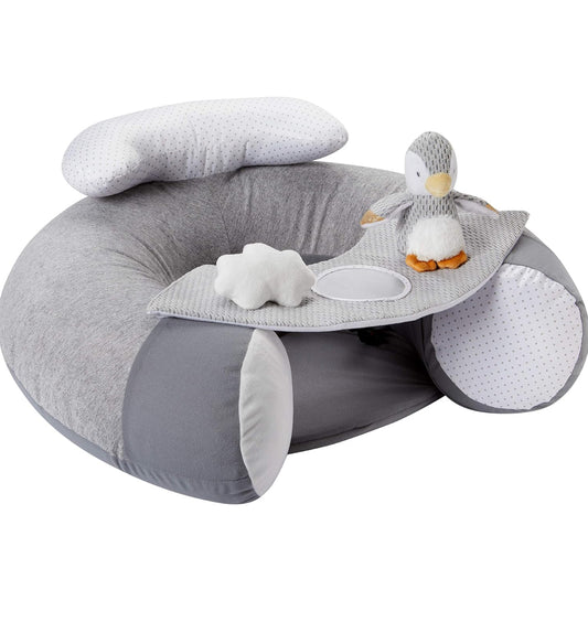 Seggiolino per bambini Nuby Penguin Sit-Me-Up. Sedile gonfiabile Sit & Play con vassoio e giocattoli per bambini