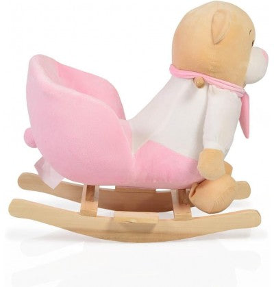 MONI Dondolo per Bambini in Legno Orso ROSA con Suoni