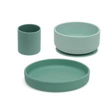SET PIATTI 3 PEZZI IN SILICONE VERDE SALVIA