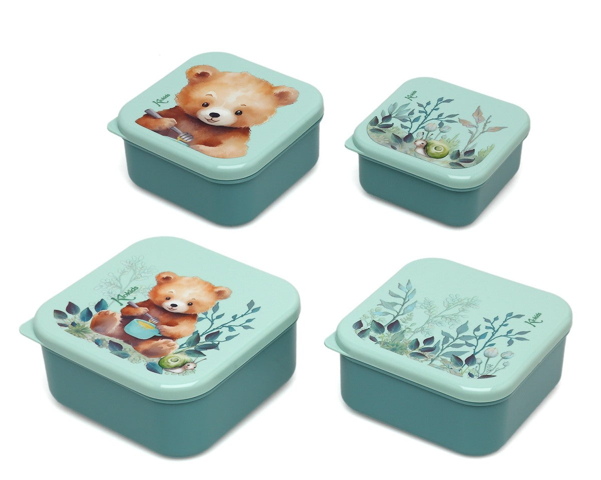 SET CONTENITORI ALIMENTI 4 UNITÁ ORSO VERDE SALVIA