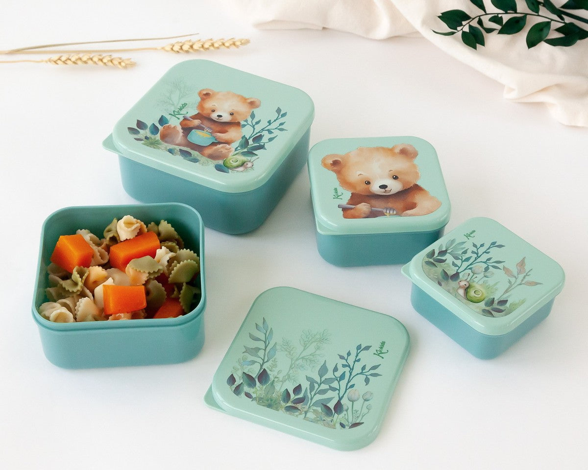 SET CONTENITORI ALIMENTI 4 UNITÁ ORSO VERDE SALVIA