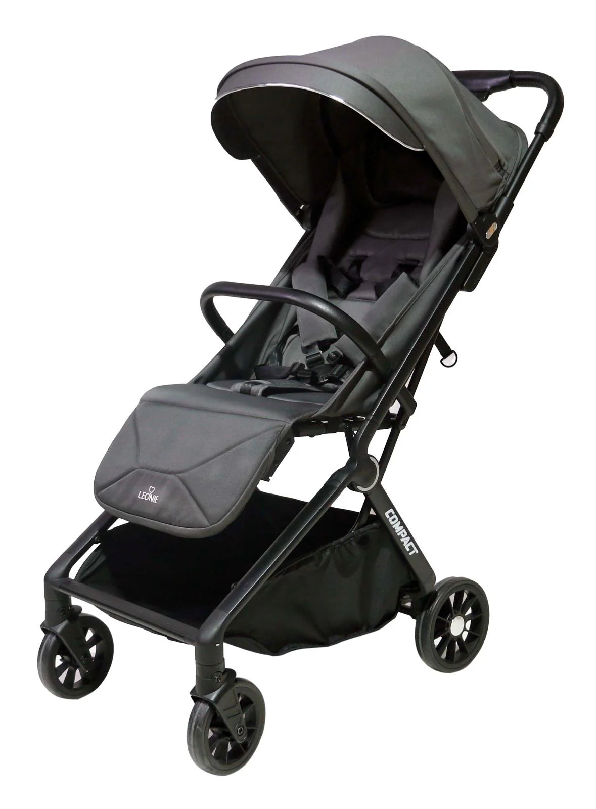 PASSEGGINO LEGGERO LEONIE COMPACT CON BORSA, BAGAGLIO A MANO IN AEREO, GRIGIO SCURO