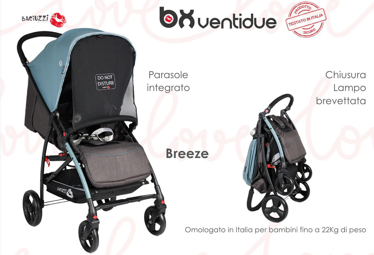 BX 22 BREEZE passeggino super leggero chiusura Lampo, omologato 22Kg