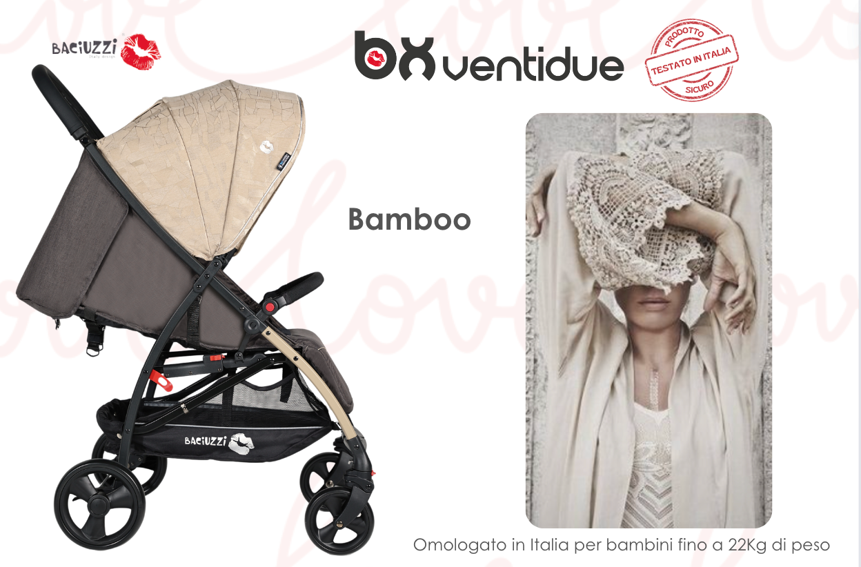 BX 22 BAMBOO passeggino super leggero chiusura Lampo, omologato 22Kg