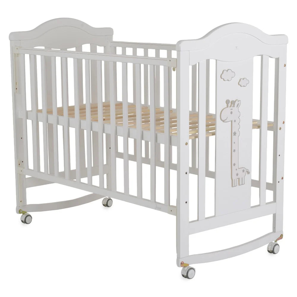 CANGAROO JUNO CULLA IN LEGNO CON FUNZIONE DONDOLO 125X65CM COMPLETA DI MATERASSO
